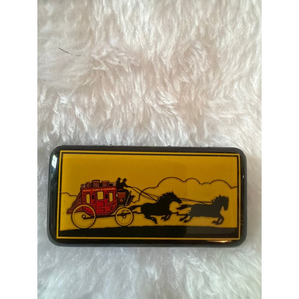 Vintage Wells Fargo Stagecoach Fridge Magnet Western Horse Carriage Souvenir